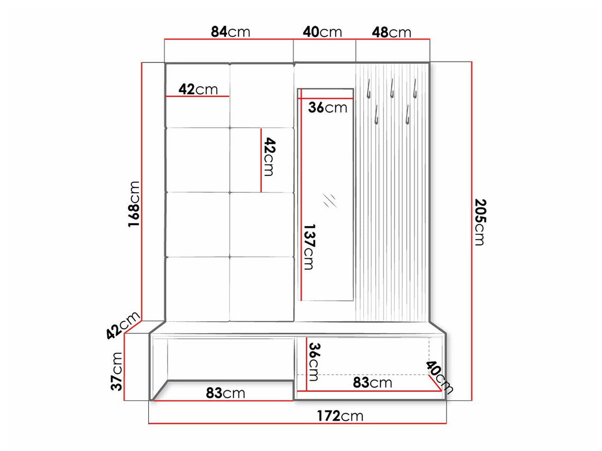 Előszoba garnitúra Premium I (Anrilot), Szín: Artisan tölgy + Manila 11