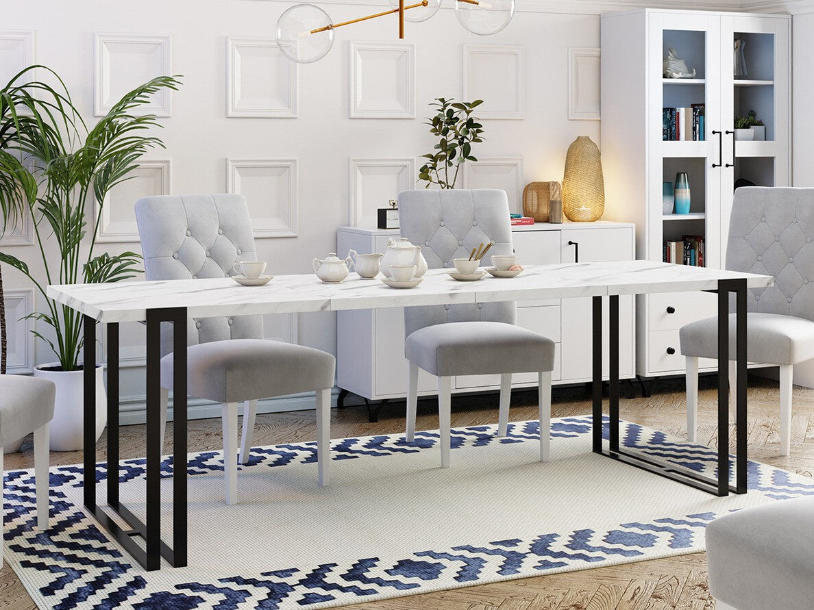 Asztal HORTEN 140 asztal, Szín: Fehér Marmuro + Fekete