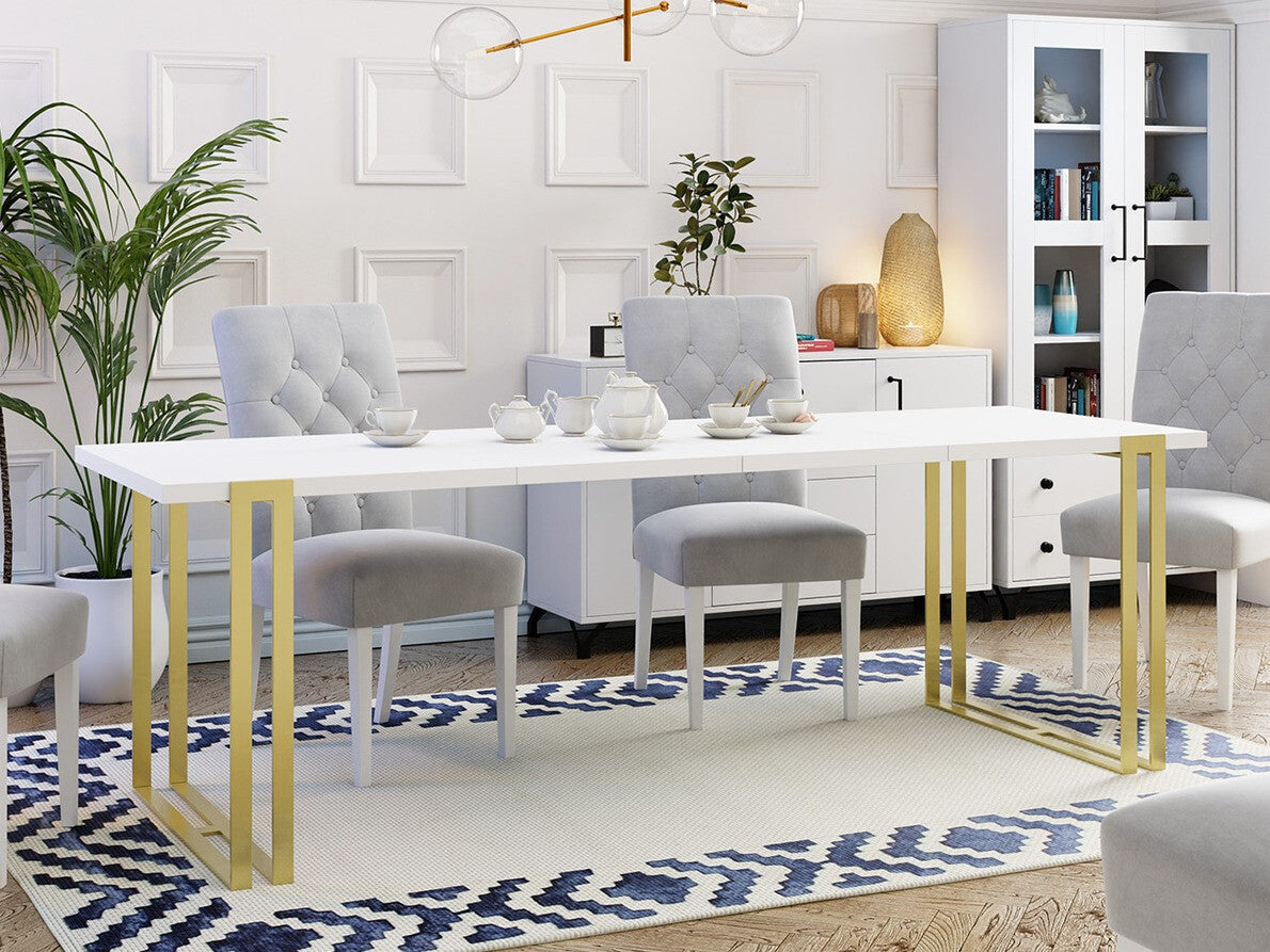 Asztal HORTEN 140 asztal, Szín: Fehér + Aranysárga