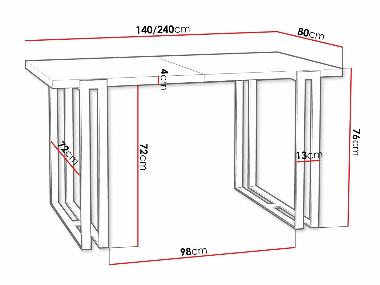 Asztal HORTEN 140 asztal, Szín: Fehér + Aranysárga