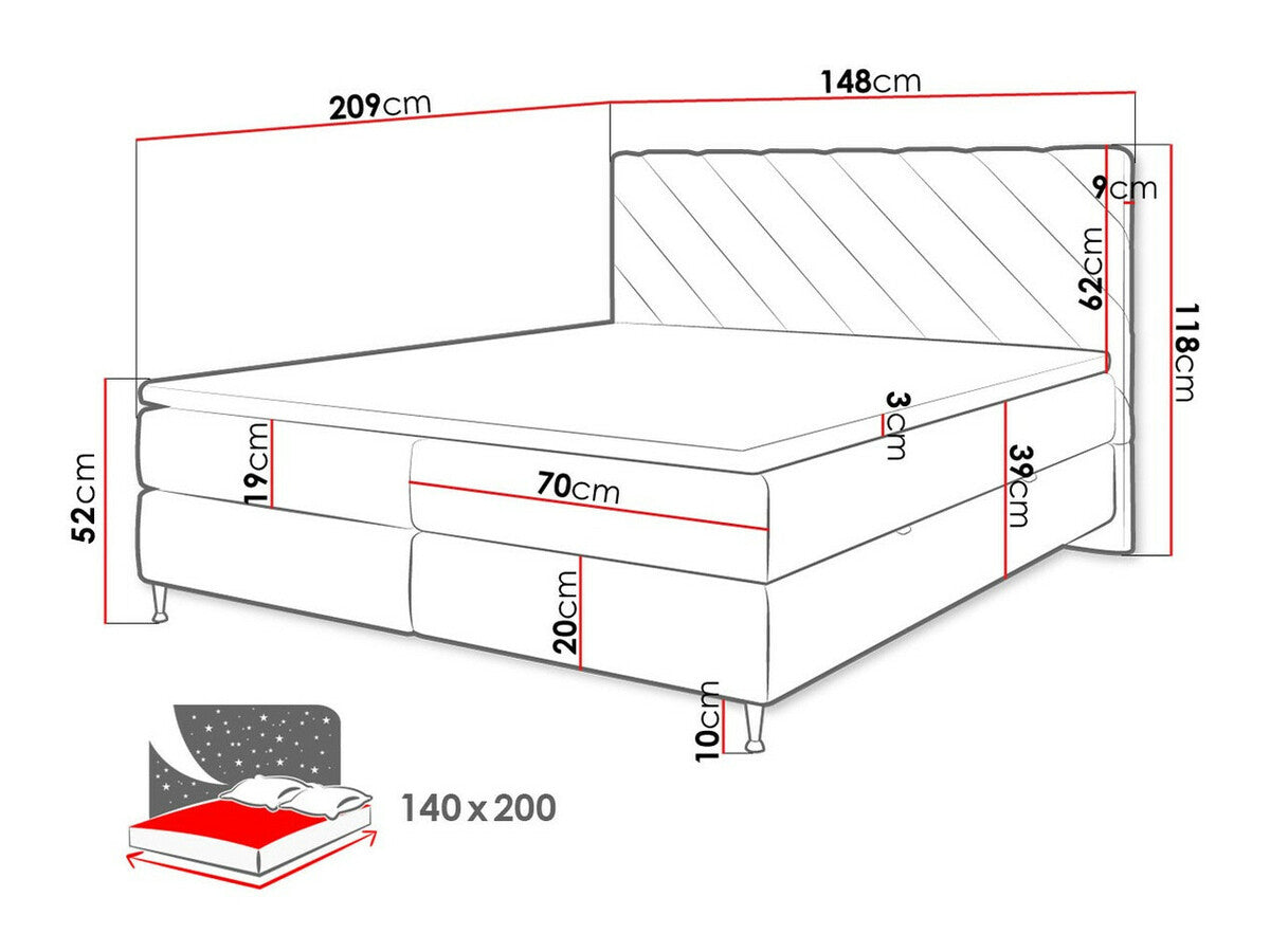 Kontinentális ágy Enzo (Martand), Szín: Fresh 11, Alvó felület mérete: 140 x 200 cm