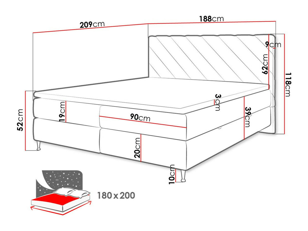 Kontinentális ágy Enzo (Martand), Szín: Fresh 1, Alvó felület mérete: 180 x 200 cm