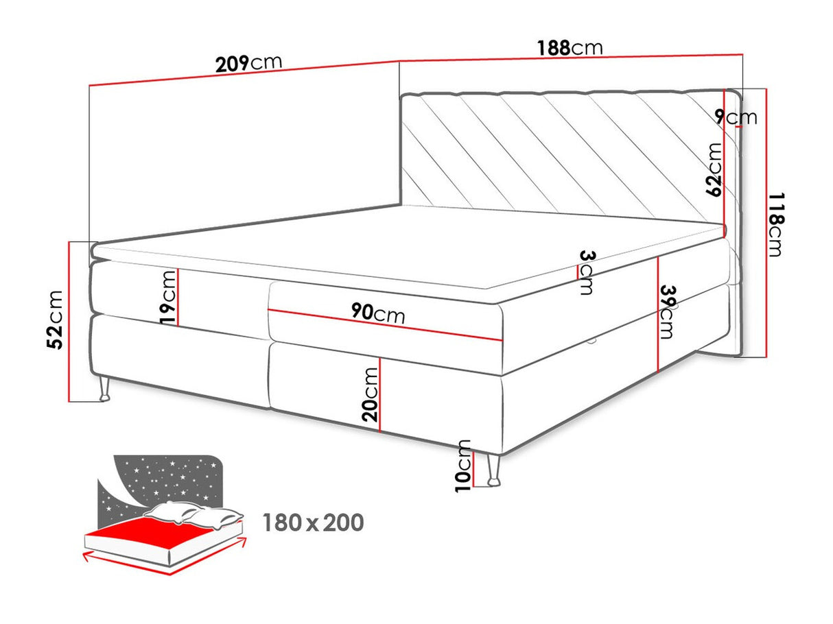 Kontinentális ágy Enzo (Martand), Szín: Fresh 11, Alvó felület mérete: 180 x 200 cm