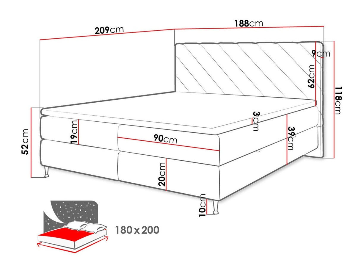Kontinentális ágy Enzo (Martand), Szín: Fresh 13, Alvó felület mérete: 180 x 200 cm