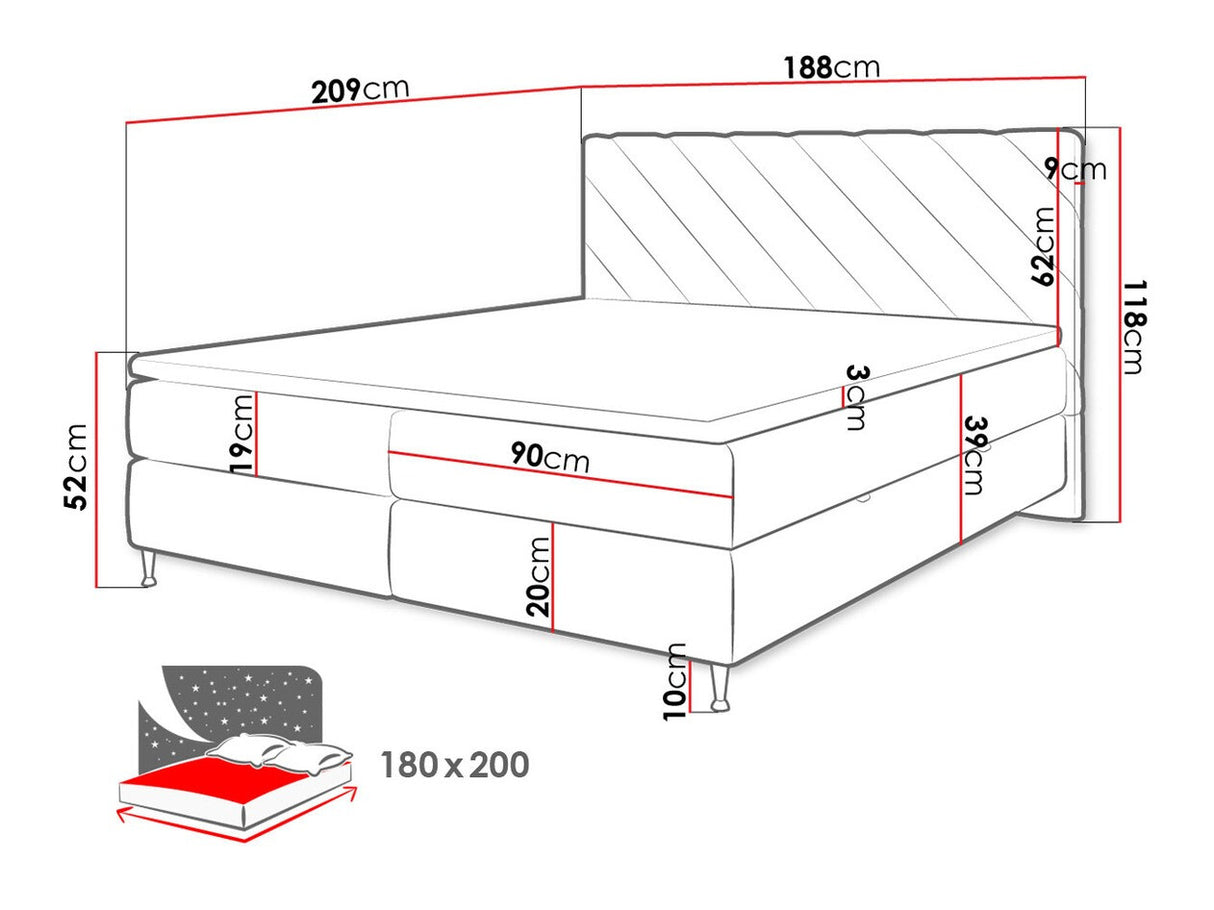 Kontinentális ágy Enzo (Martand), Szín: Fresh 32, Alvó felület mérete: 180 x 200 cm