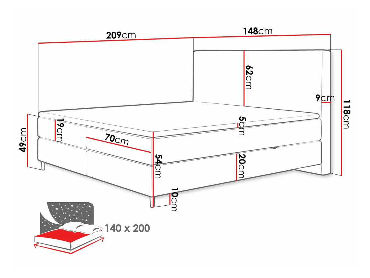 Kontinentális ágy Laro, Szín: Poso 14 + Kronos 14, Alvó felület mérete: 140 x 200 cm