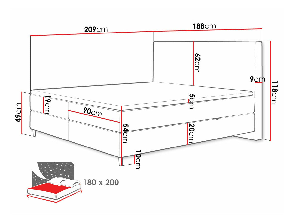 Kontinentális ágy Laro, Szín: Poso 27 + Kronos 27, Alvó felület mérete: 180 x 200 cm