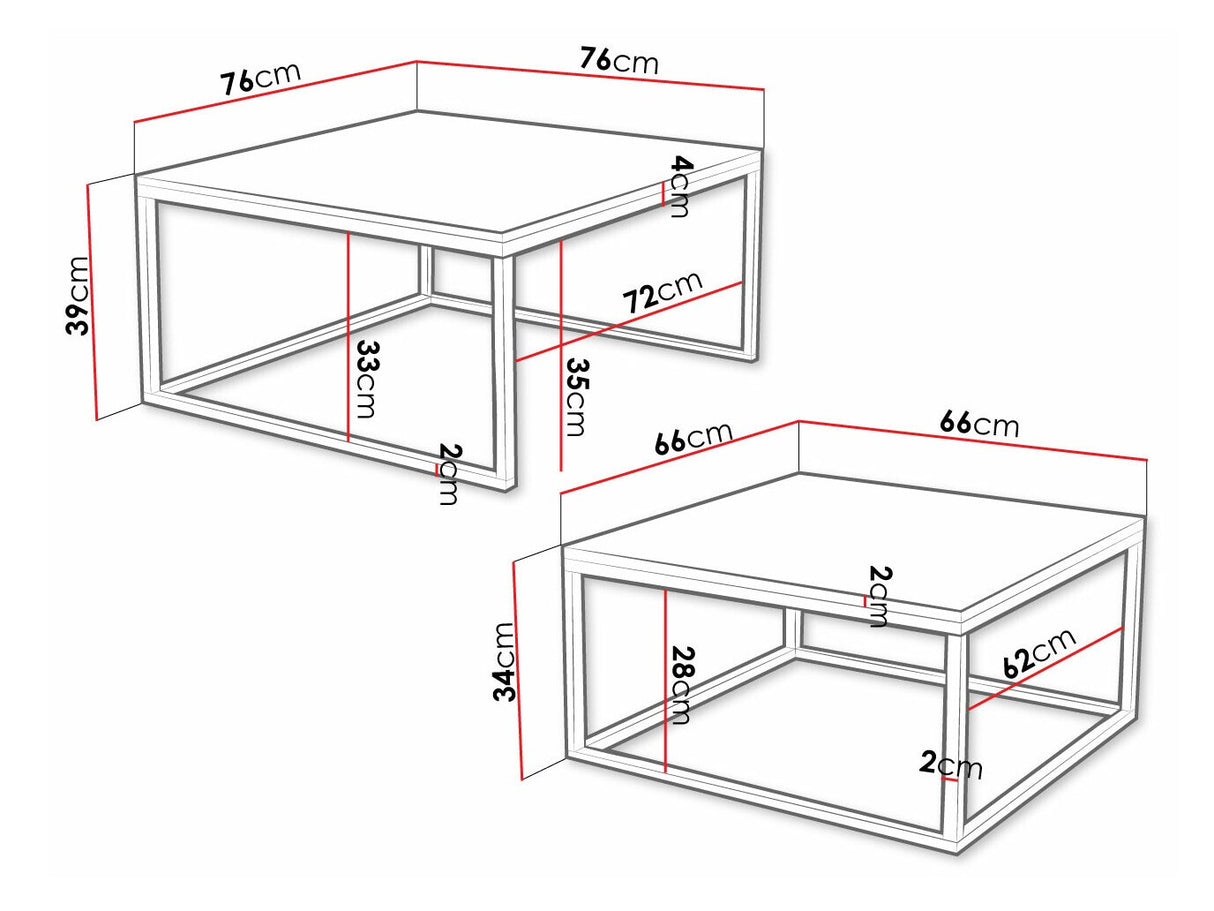Dohányzóasztal szett Dual (Mirlik) I, Szín: Fehér márvány + Fekete