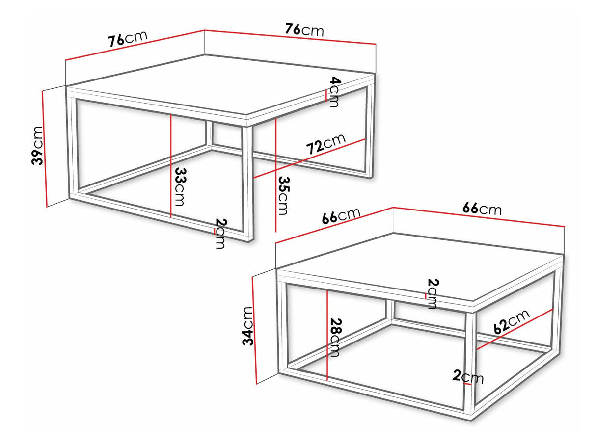 Dohányzóasztal szett Dual II, Szín: Fehér márvány + Aranysárga