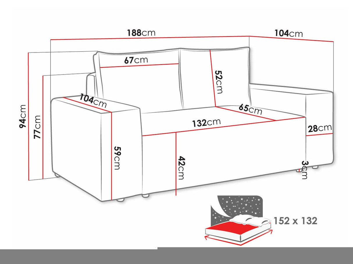 Kanapéágy Malaga small, Szín: Poso 14