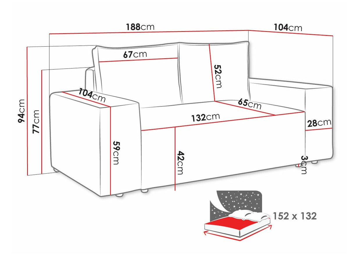 Kanapéágy Malaga small, Szín: Poso 110