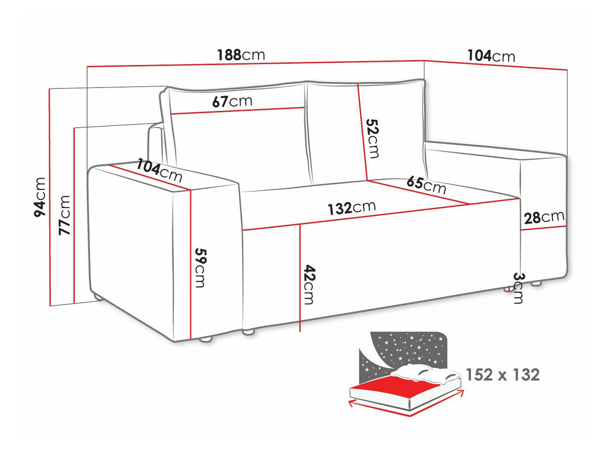Kanapéágy Malaga small, Szín: Manila 16