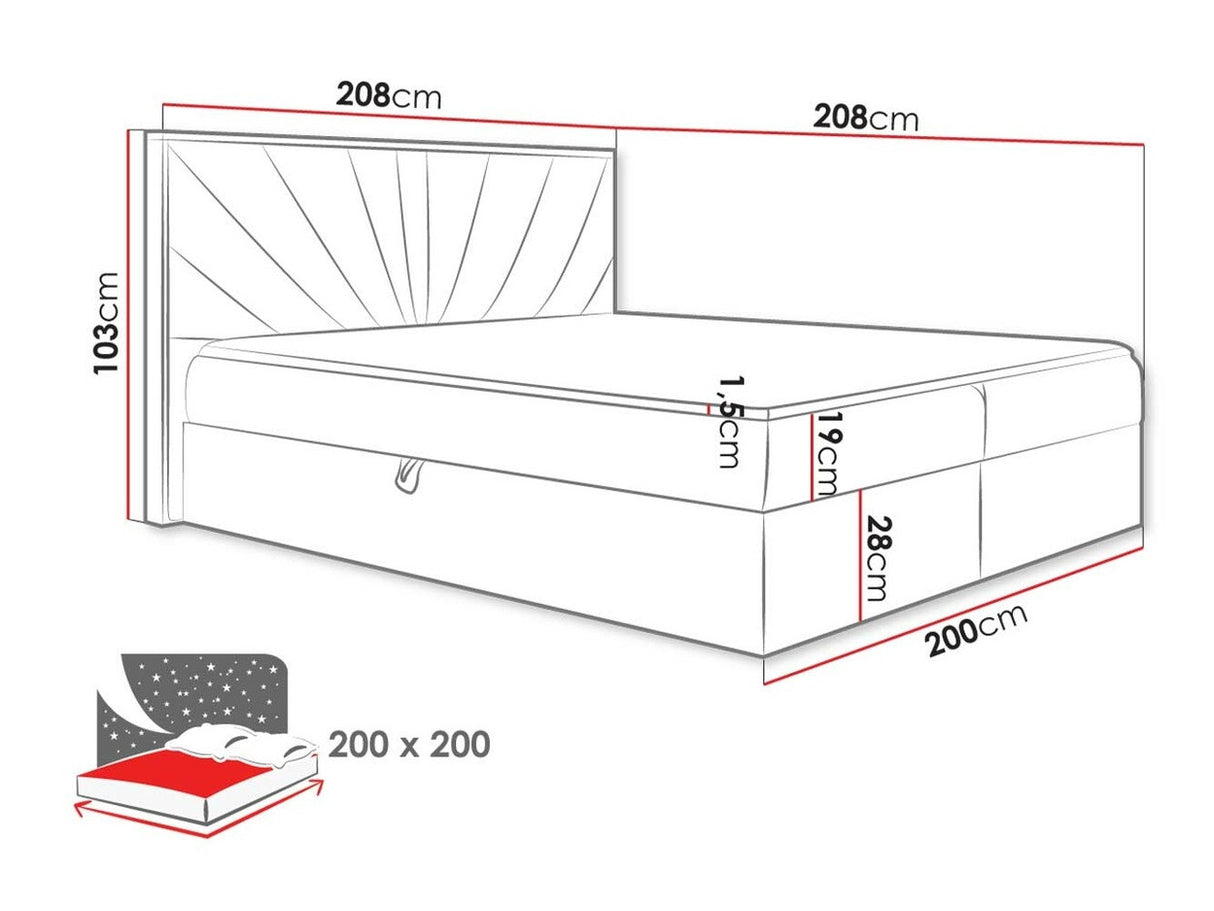 Kontinentális ágy Fa (Madaris) 7, Szín: Twist 23, Alvó felület mérete: 200 x 200 cm