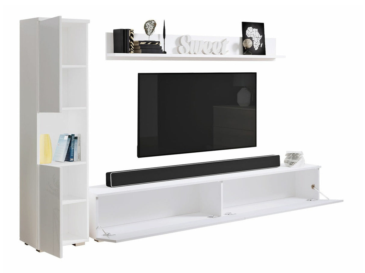 Nappali szett PARIS BR (Bamisio), Szín: Sötétszürke + Fényes fehér, Led világítás: Nem