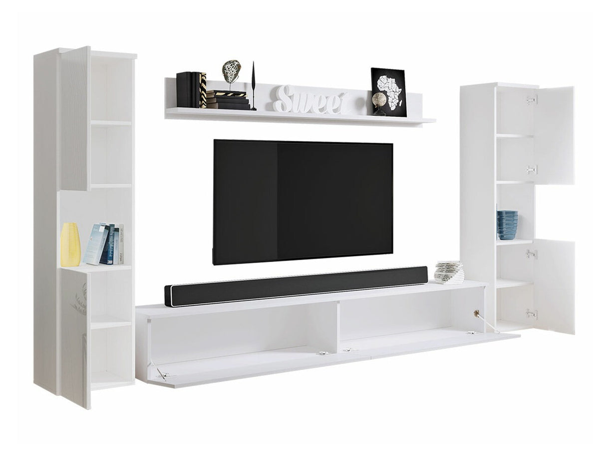 Nappali szett PARIS XL (Bamisio), Szín: Sötétszürke + Fényes fehér, Led világítás: Nem