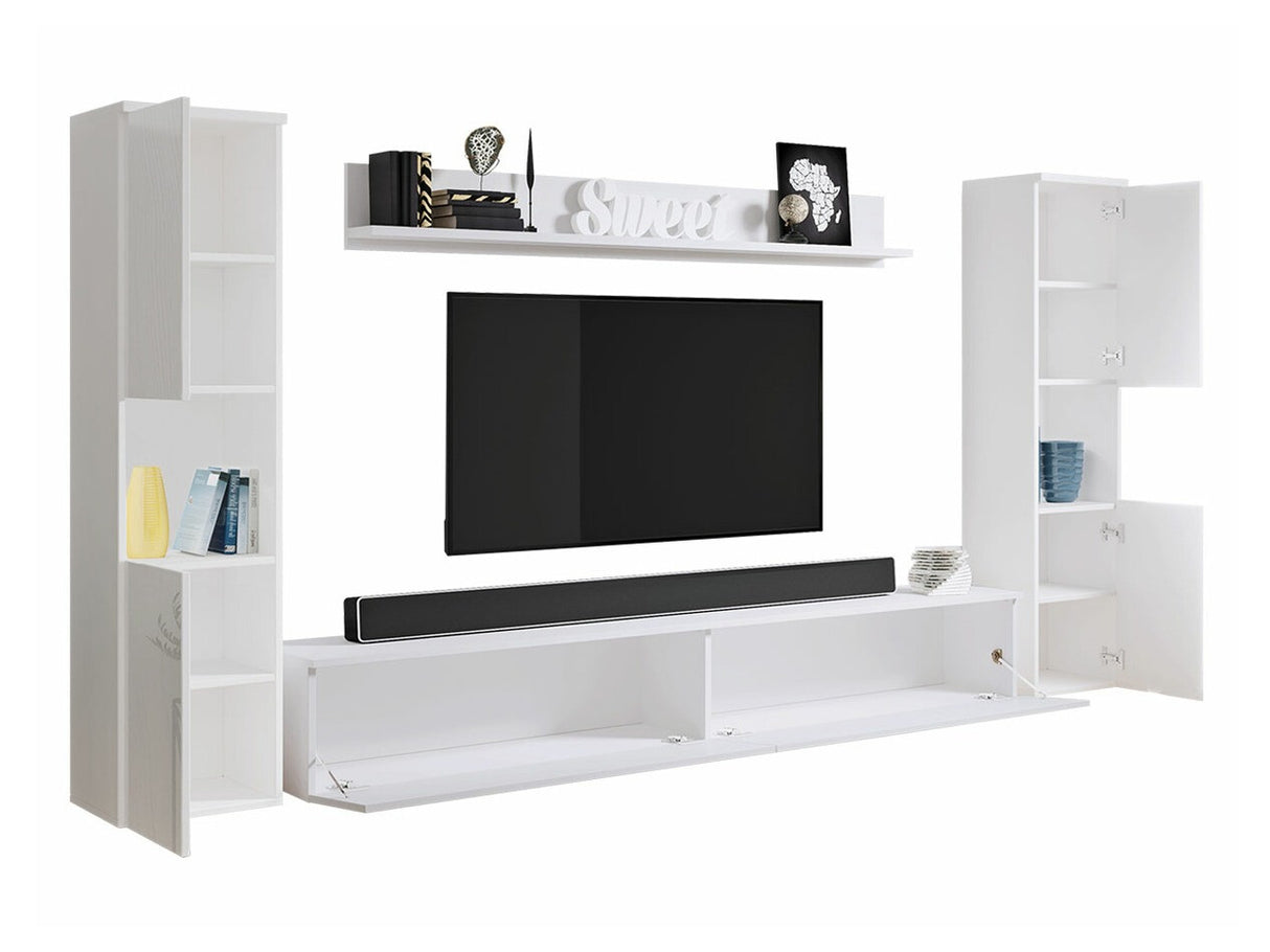 Nappali szett PARIS XL (Bamisio), Szín: Sötétszürke + Fényes fehér, Led világítás: Igen