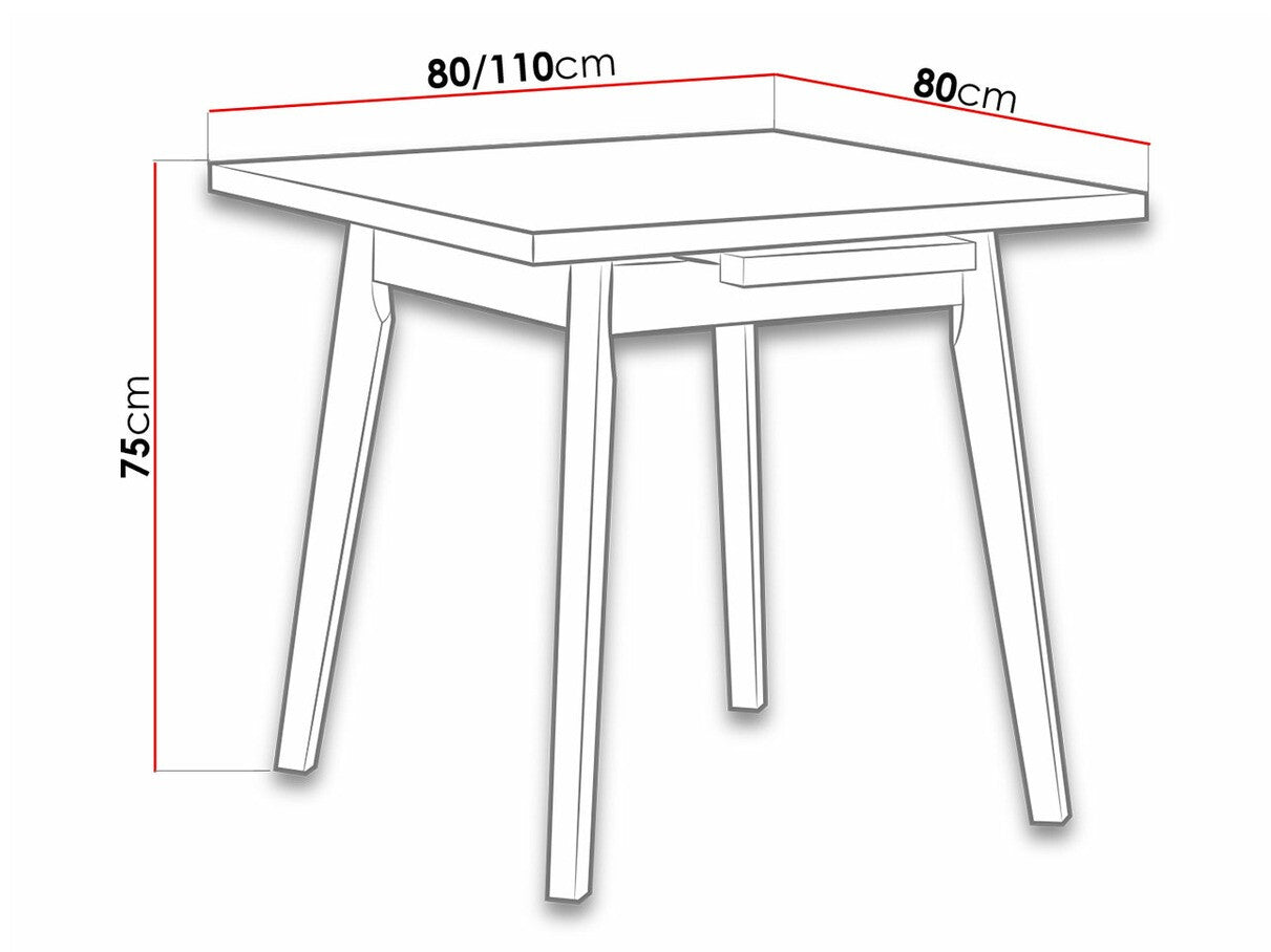 Asztal Oslo 1 L 80 x 80/110 (Harry 1 L 80 x 80/110), Munkalap színe: Sonoma tölgy , Lábak színe: Fehér