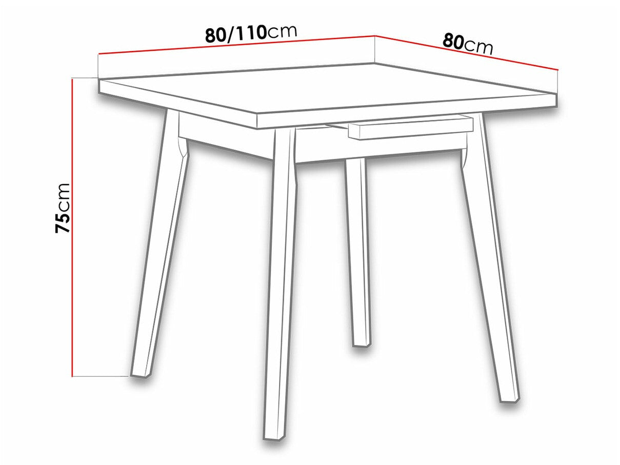 Asztal Oslo 1 L 80 x 80/110 (Harry 1 L 80 x 80/110), Munkalap színe: Sonoma tölgy , Lábak színe: Fekete