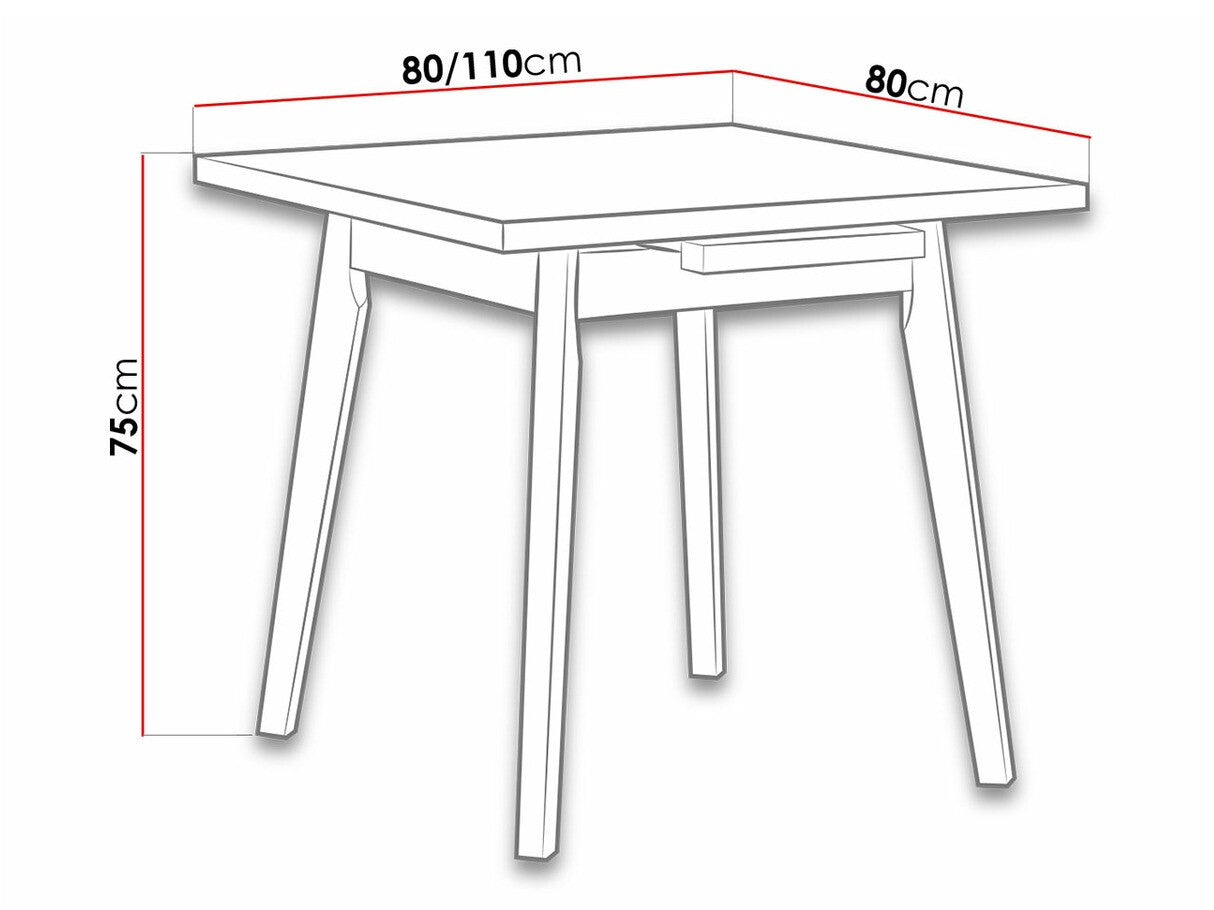 Asztal Oslo 1 L 80 x 80/110 (Harry 1 L 80 x 80/110), Munkalap színe: Fehér , Lábak színe: Fekete