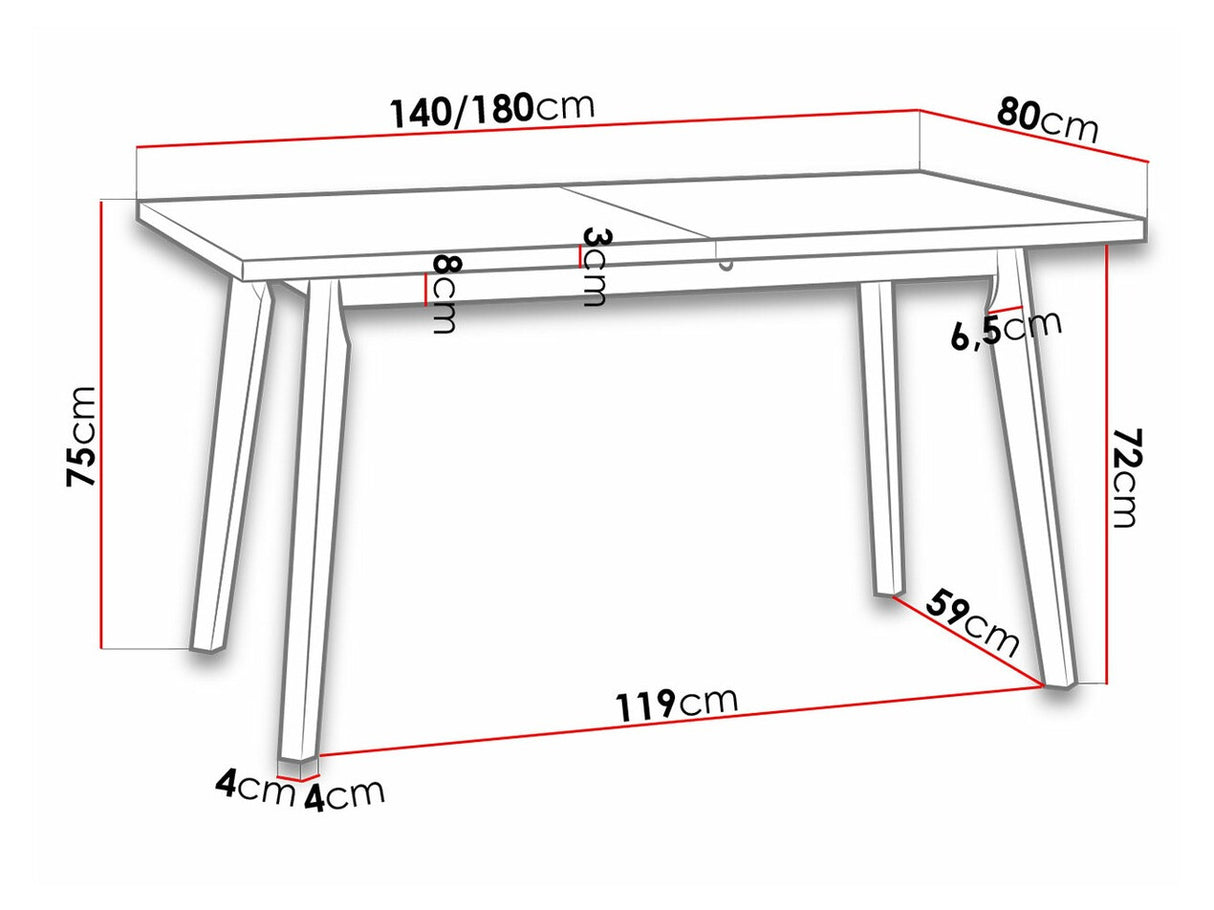 Asztal Oslo 5 80 x 140/180 (Harry 5), Munkalap színe: Artisan tölgy, Lábak színe: Fehér