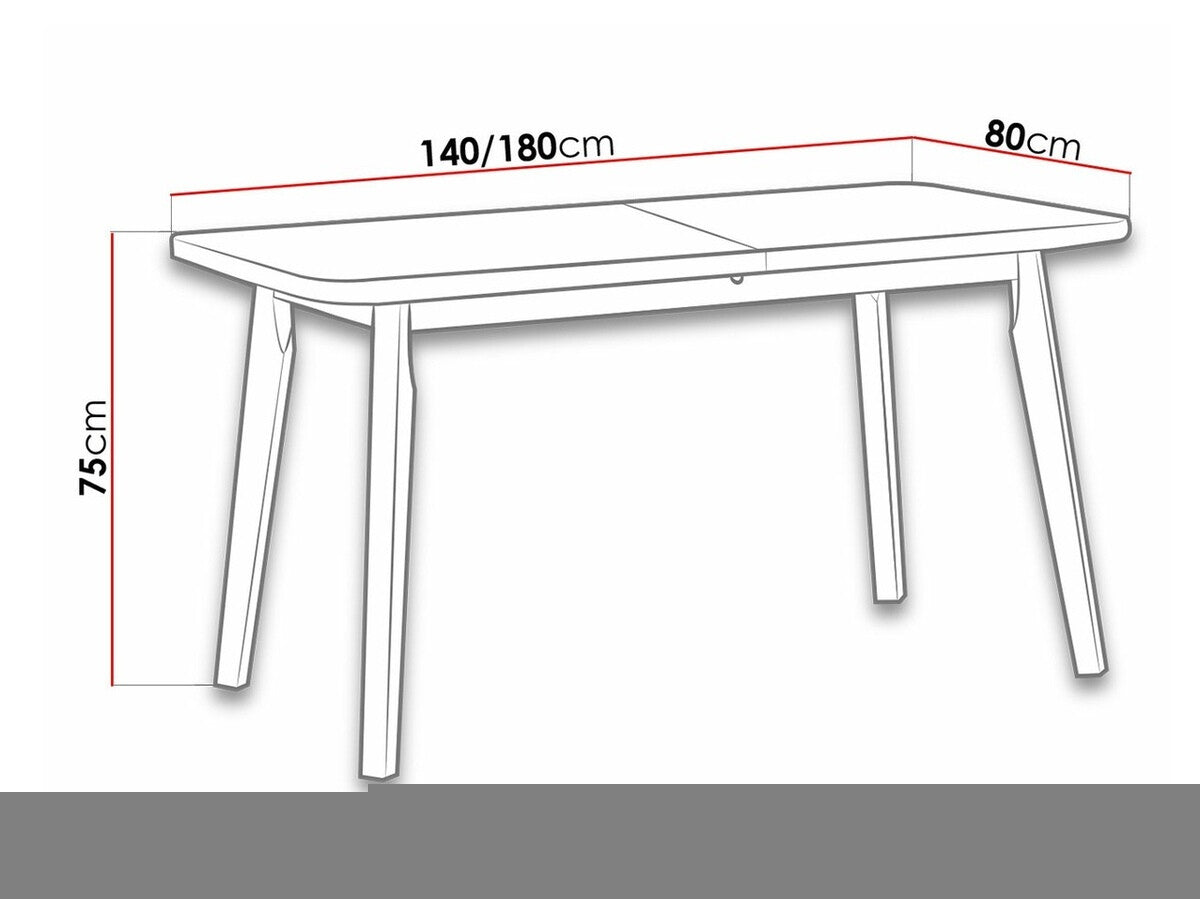 Asztal Oslo 6 80 x 140/180 (Harry 6), Munkalap színe: Grandson tölgy, Lábak színe: Fekete