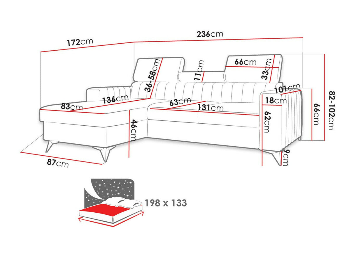 Sarokkanapé Narożnik MILANO PREMIUM (Leviosenem), Szín: Poso 01, Változatok: Jobbos