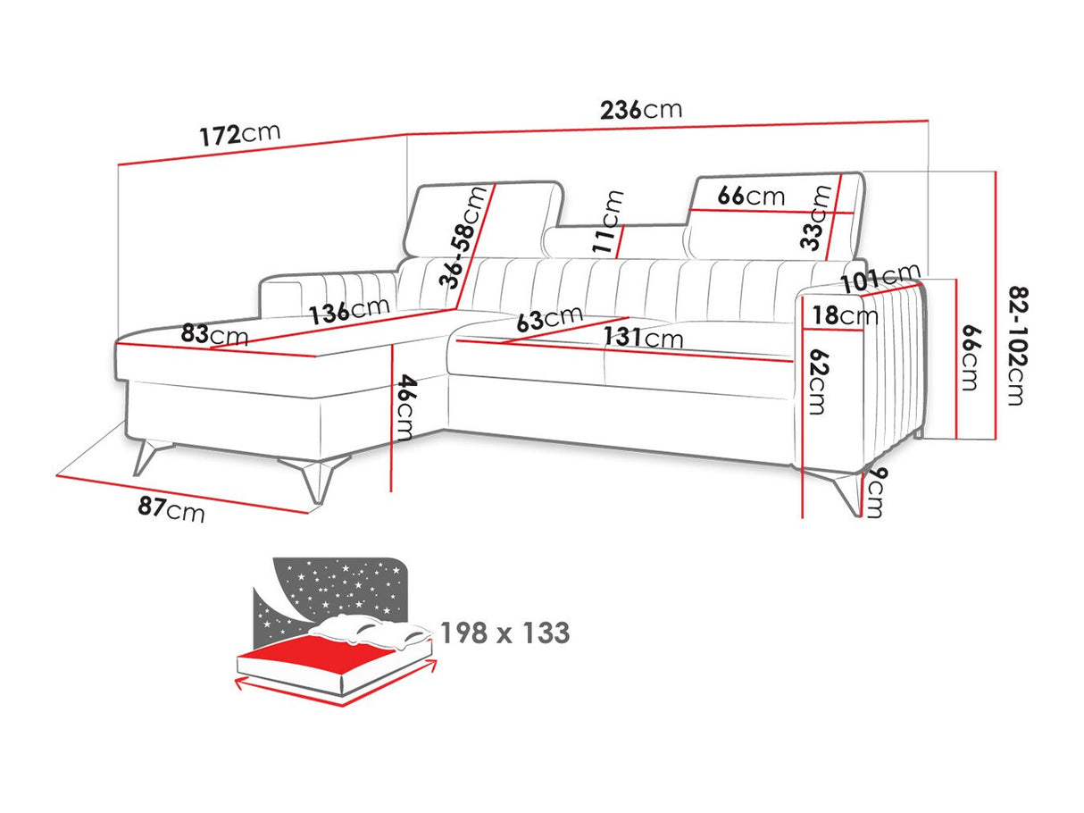 Sarokkanapé Narożnik MILANO PREMIUM (Leviosenem), Szín: Poso 02, Változatok: Balos