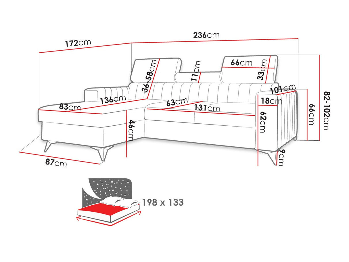 Sarokkanapé Narożnik MILANO PREMIUM (Leviosenem), Szín: Poso 05, Változatok: Balos