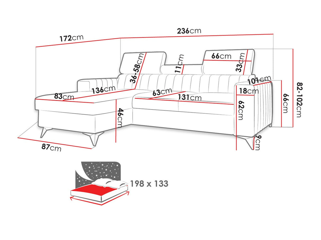 Sarokkanapé Narożnik MILANO PREMIUM (Leviosenem), Szín: Poso 22, Változatok: Balos