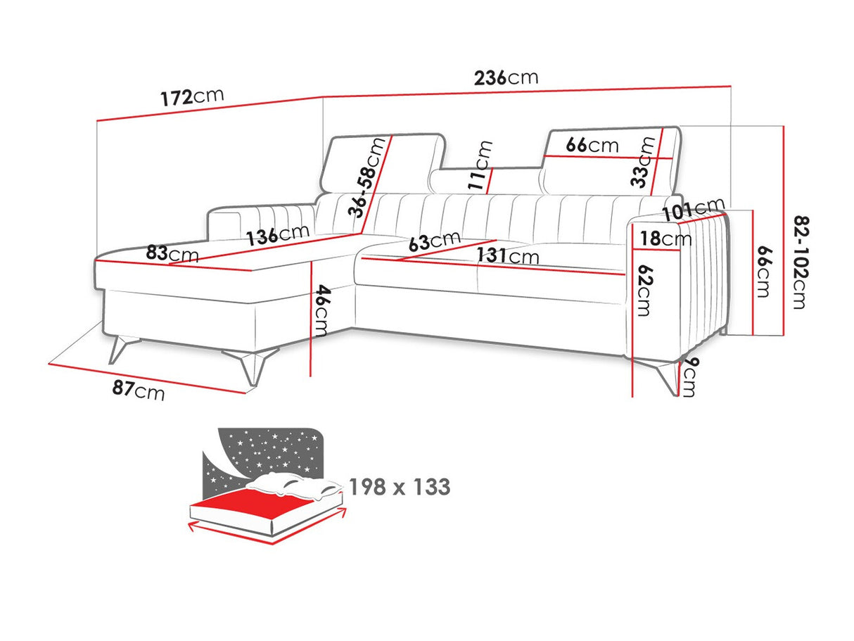Sarokkanapé Narożnik MILANO PREMIUM (Leviosenem), Szín: Poso 22, Változatok: Jobbos