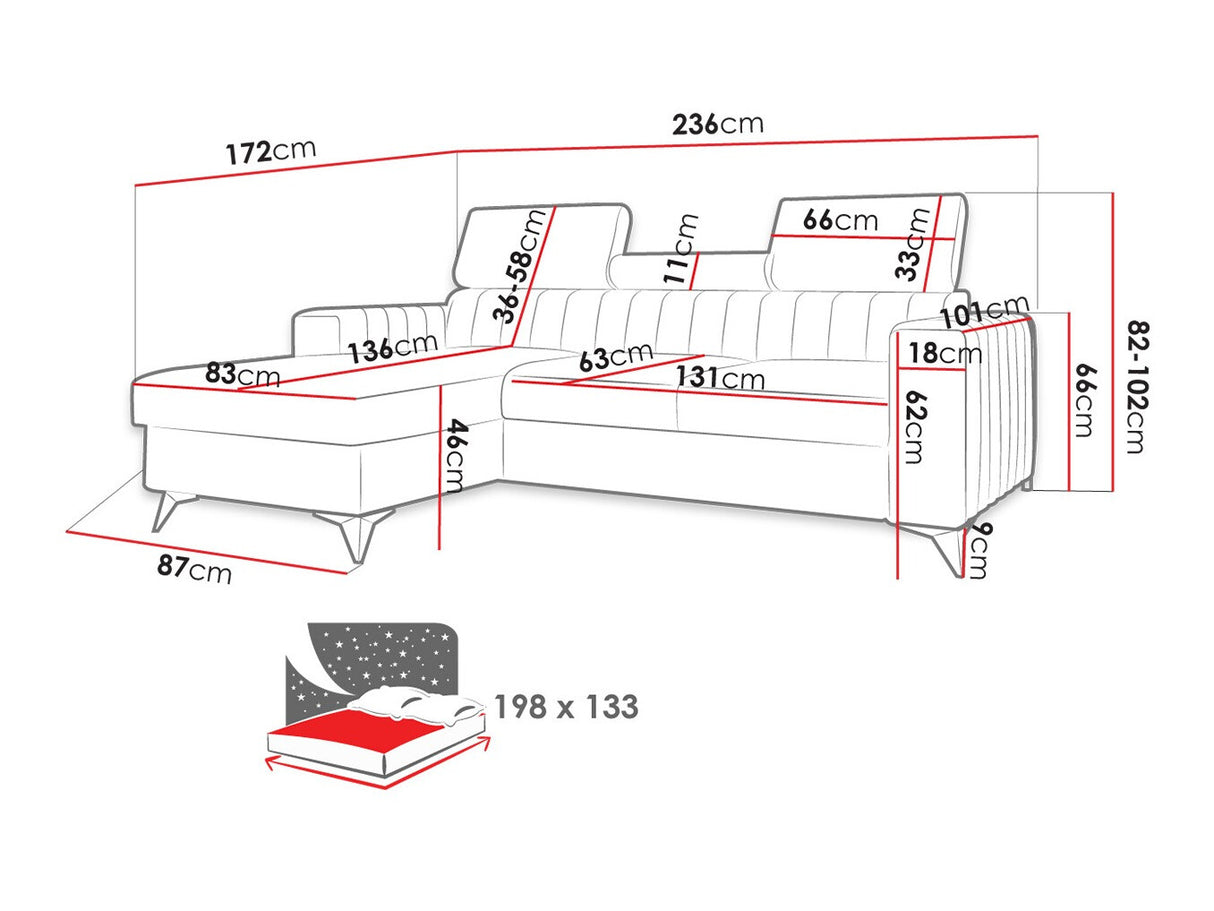 Sarokkanapé Narożnik MILANO PREMIUM (Leviosenem), Szín: Poso 100, Változatok: Balos