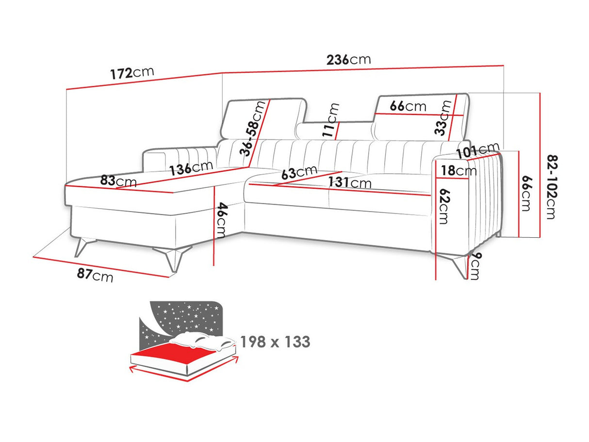 Sarokkanapé Narożnik MILANO PREMIUM (Leviosenem), Szín: Poso 110, Változatok: Jobbos