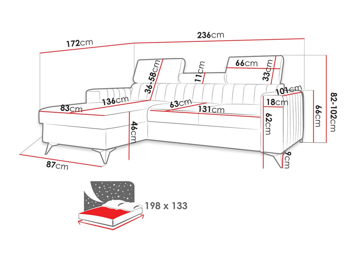 Sarokkanapé Narożnik MILANO PREMIUM (Leviosenem), Szín: Poso 14, Változatok: Jobbos
