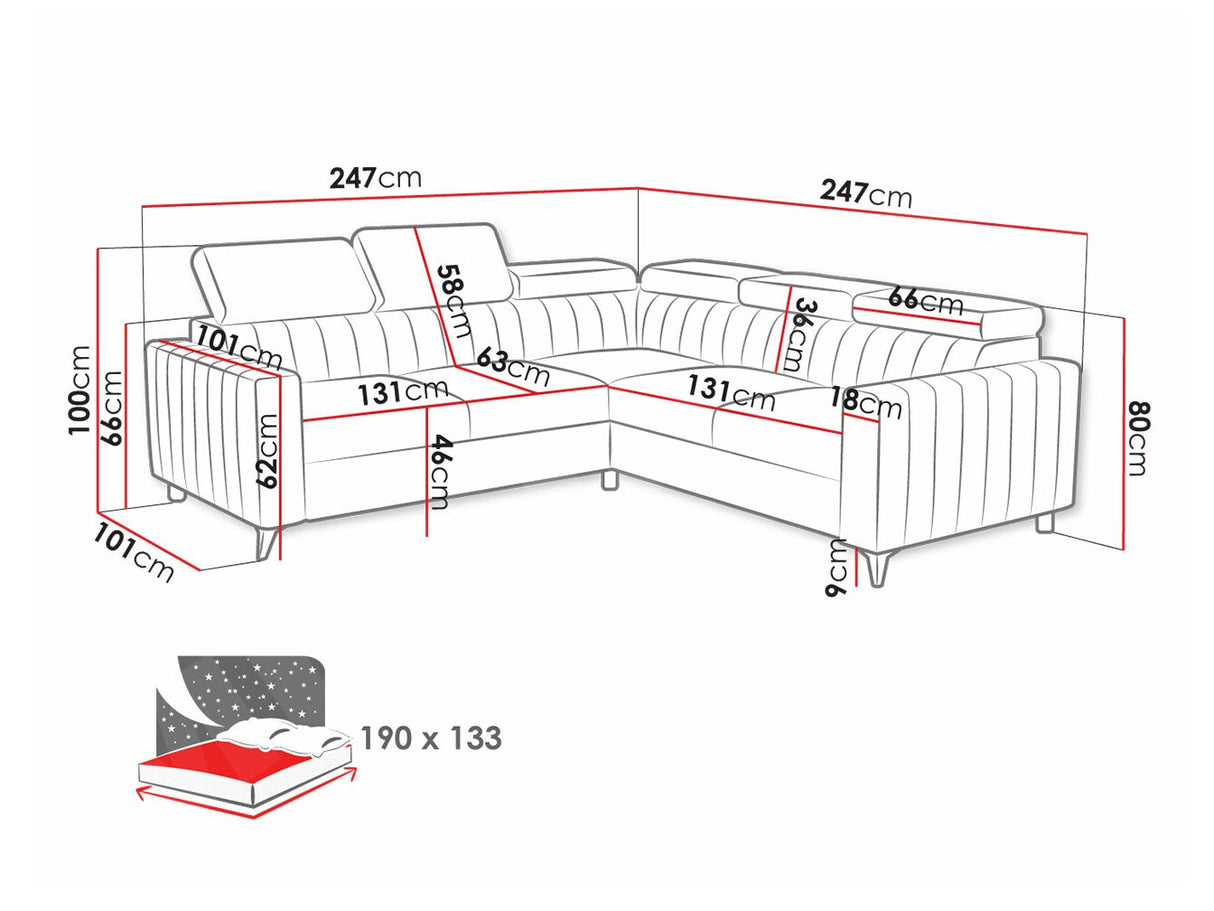 Sarokkanapé Narożnik MILANO 2R2 (Leviosenem), Szín: Velluto 3