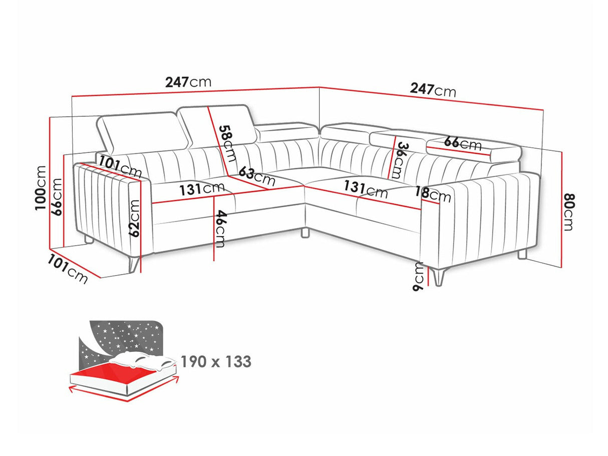 Sarokkanapé Narożnik MILANO 2R2 (Leviosenem), Szín: Velluto 18