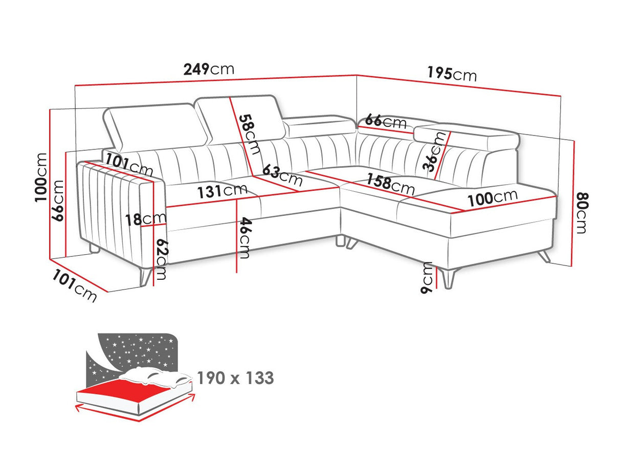 Sarokkanapé Narożnik MILANO 2R2 (Leviosenem), Szín: Velutto 11, Változatok: Balos