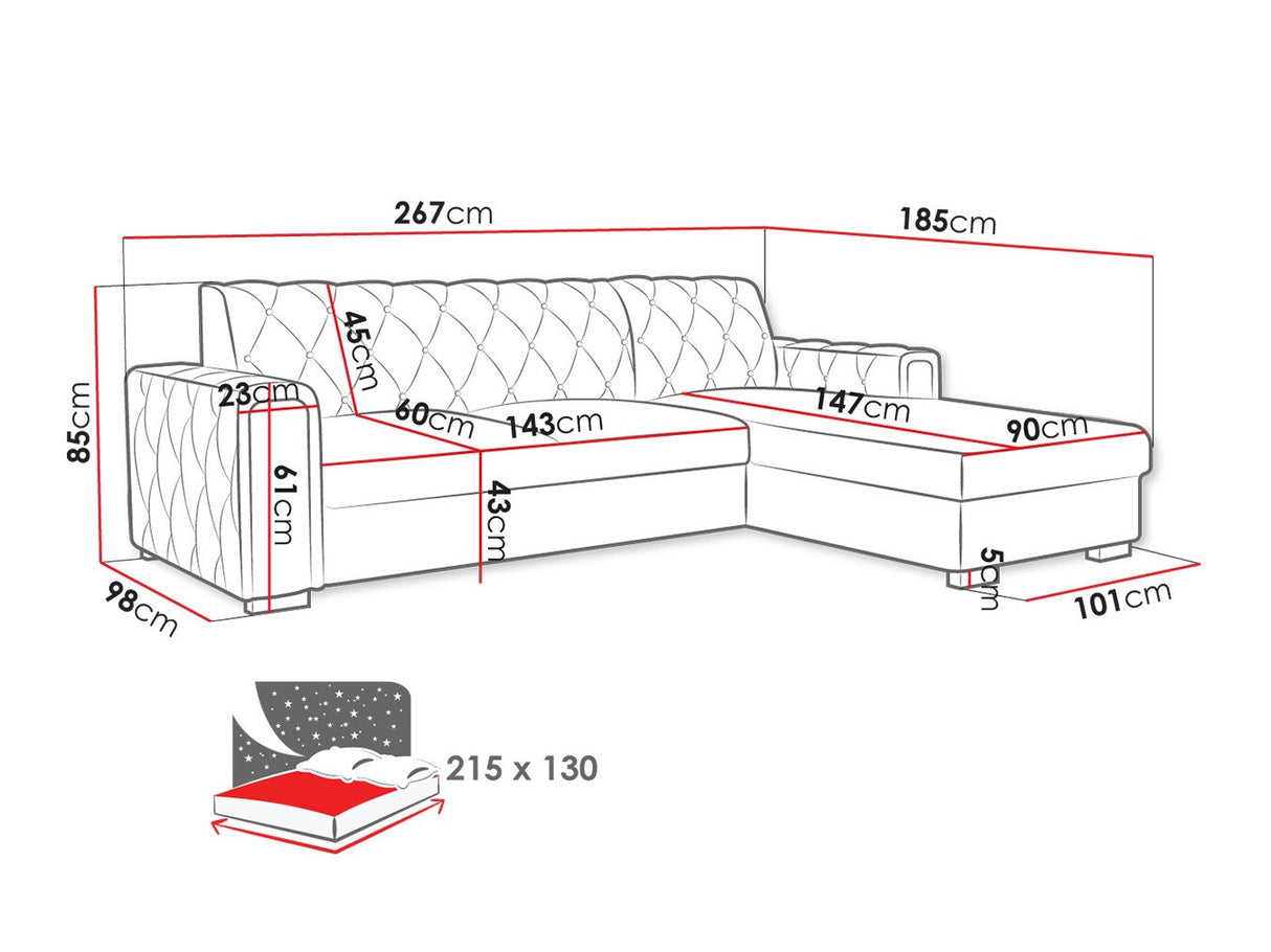 Sarokkanapé Narożnik ROMA DM (Nyzint), Szín: Kronos 09, Változatok: Jobbos