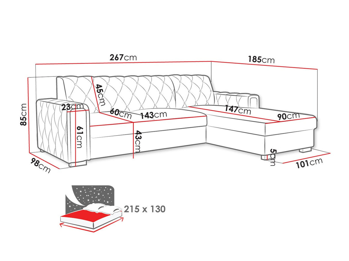 Sarokkanapé Narożnik ROMA DM (Nyzint), Szín: Kronos 46, Változatok: Jobbos