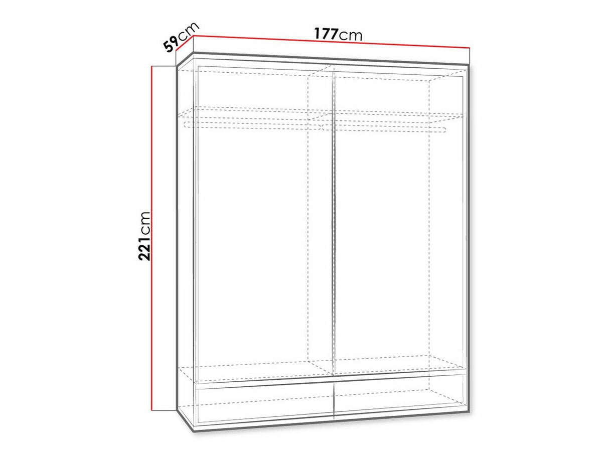 Gardróbszekrény Mediolan 19 (Sarged SR19), Szín: Fényes fa