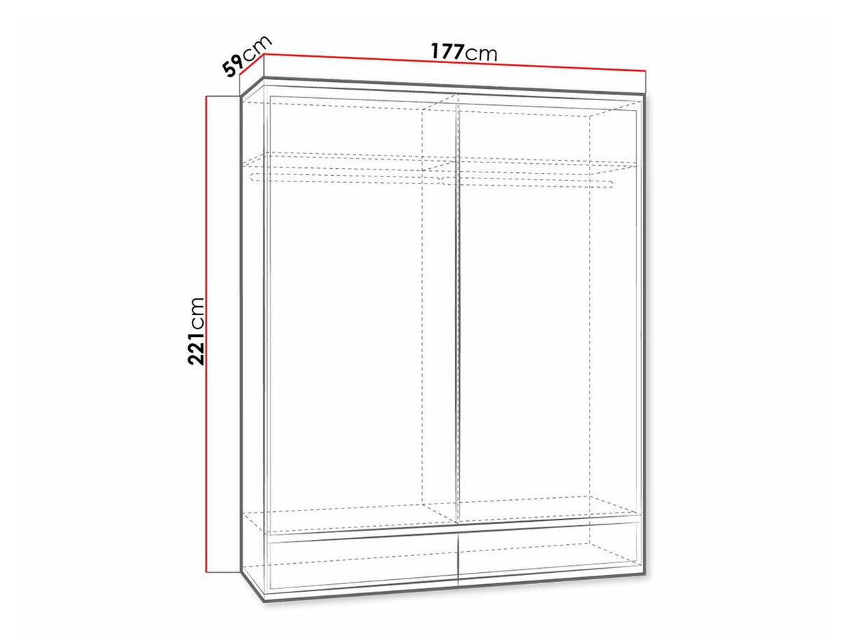 Gardróbszekrény Mediolan 19 (Sarged SR19), Szín: Fényes fa + Tölgy