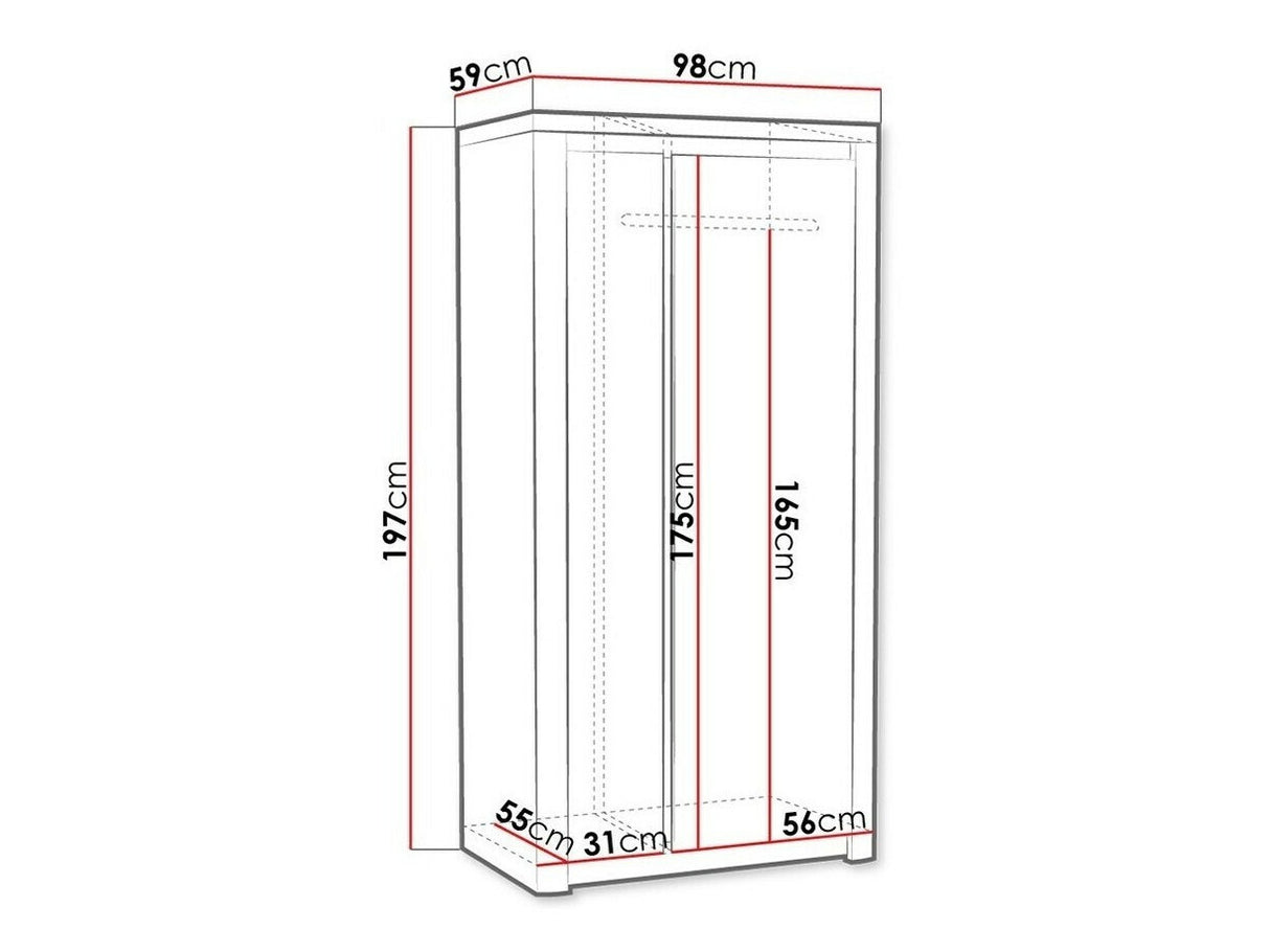 Gardróbszekrény Livinio L-1, Könyvespolcok: Igen