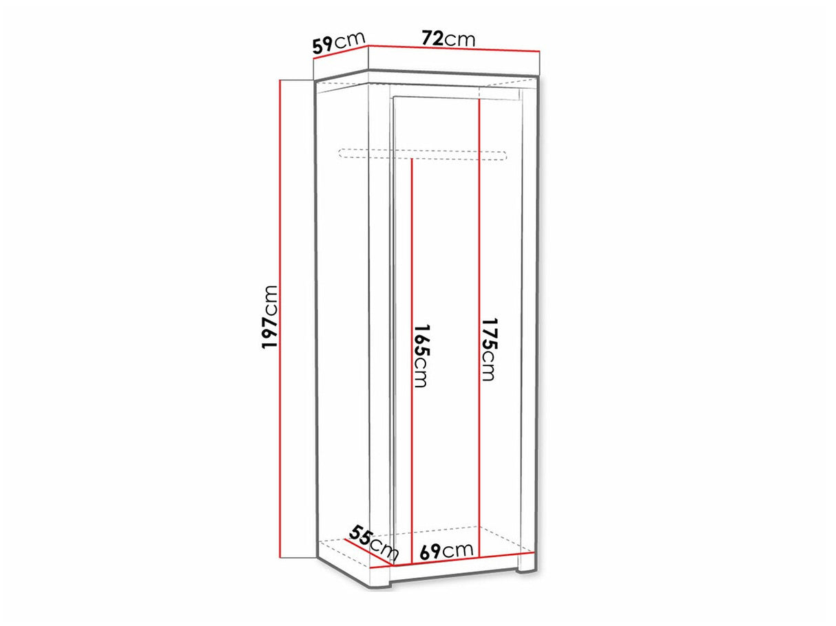 Gardróbszekrény Livinio L-2, Könyvespolcok: Igen