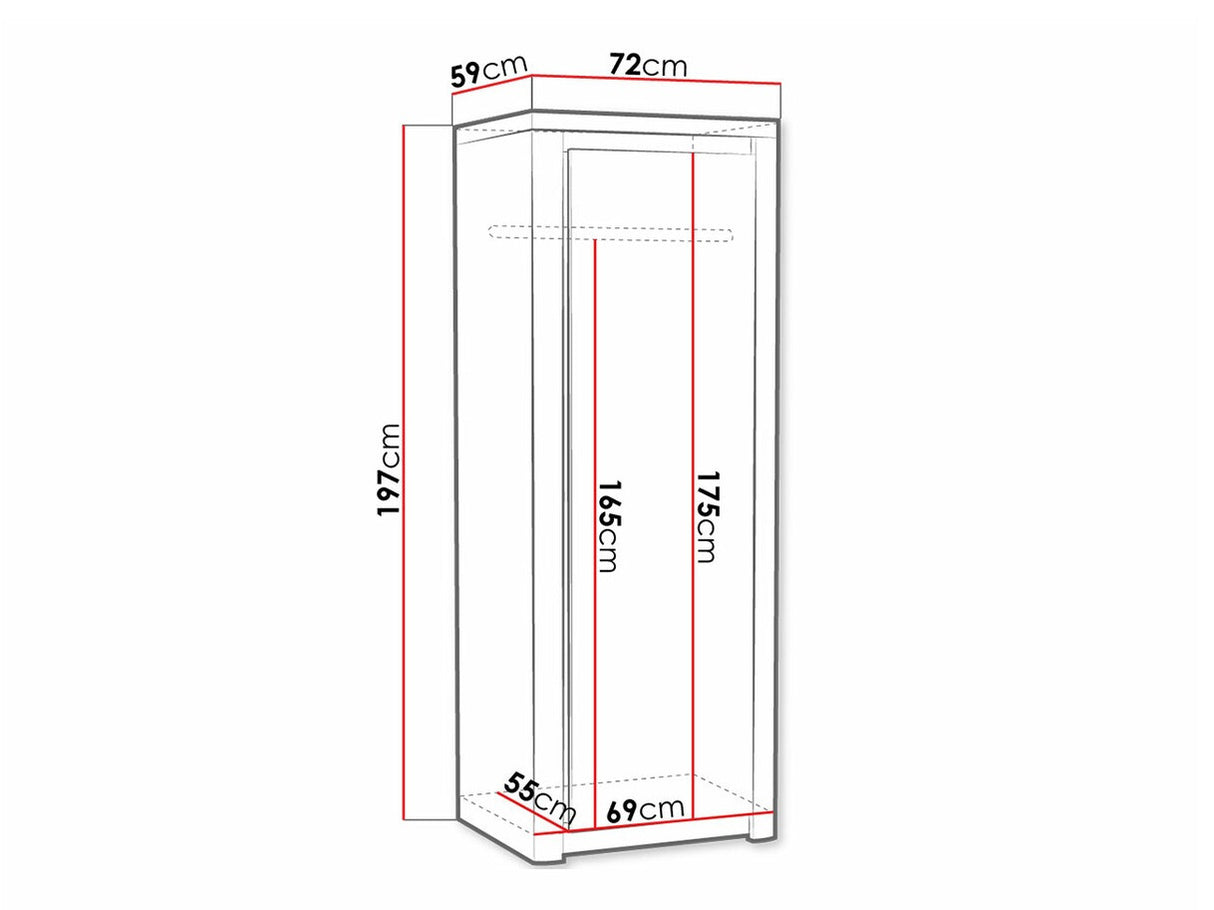 Gardróbszekrény Livinio L-2, Könyvespolcok: Nem