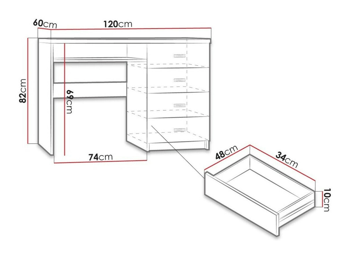 Íróasztal Indianapolis (Nadia N16), Szín: Sötét kőris