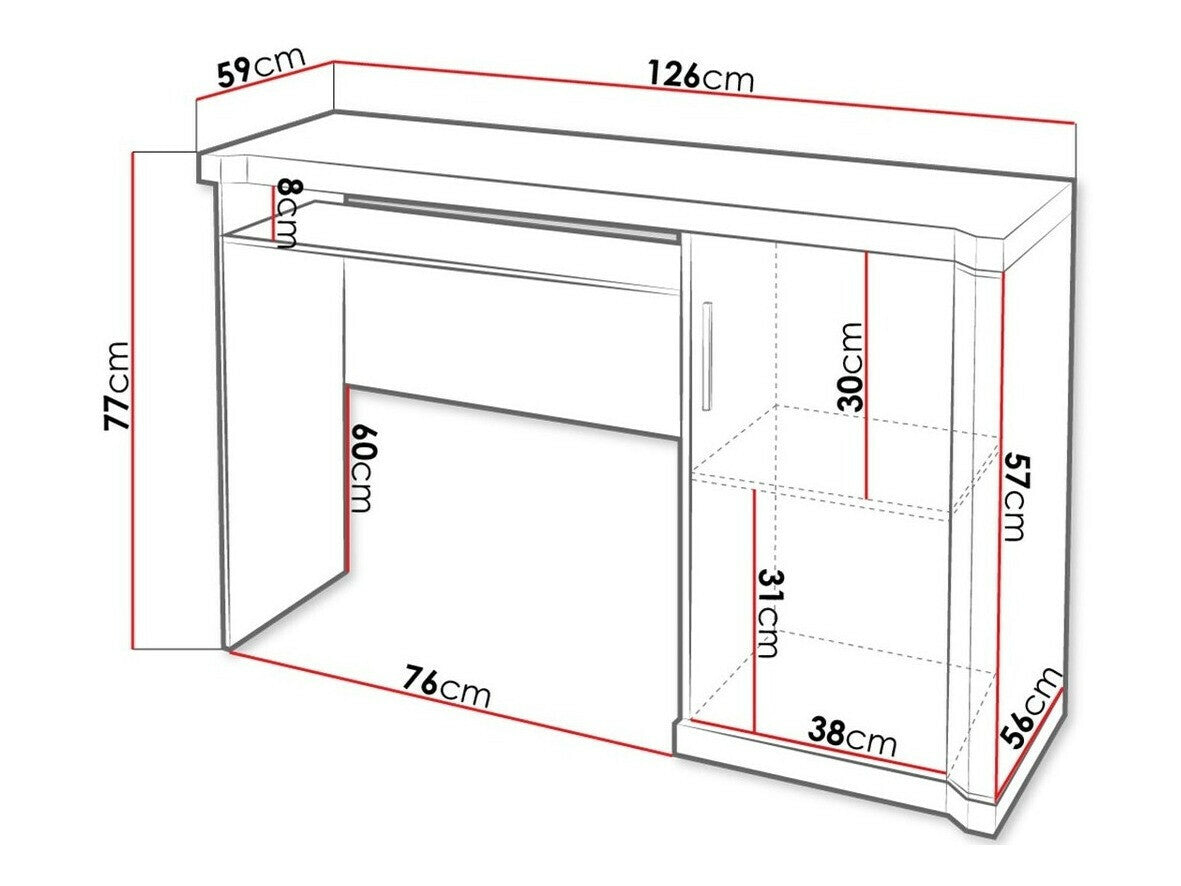Íróasztal Dallas D13, Szín: Sonoma tölgy