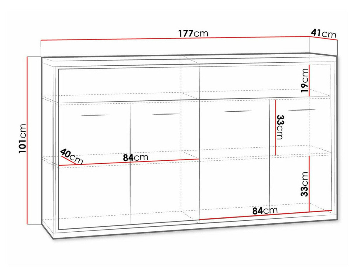 Komód MEDIOLAN 08 (Sarged SR08), Szín: Fényes fa, Led világítás: Igen, Lábak: Nem