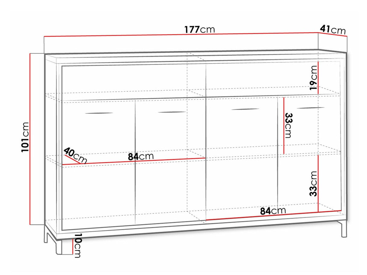 Komód MEDIOLAN 08 (Sarged SR08), Szín: Fényes fa, Led világítás: Nem, Lábak: Igen