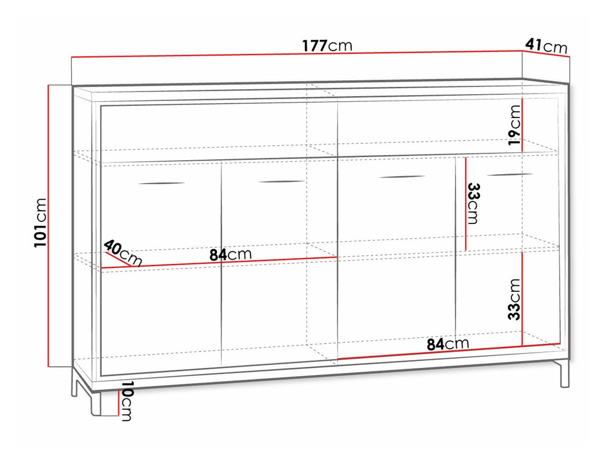 Komód MEDIOLAN 08 (Sarged SR08), Szín: Fényes fa, Led világítás: Igen, Lábak: Igen