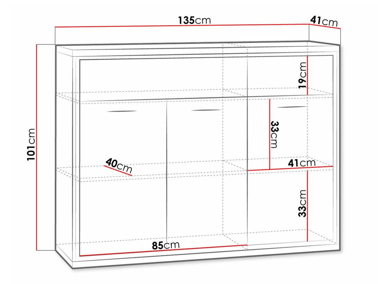 Komód MEDIOLAN 07 (Antonio AT07), Szín: Fényes fa, Led világítás: Nem, Lábak: Nem