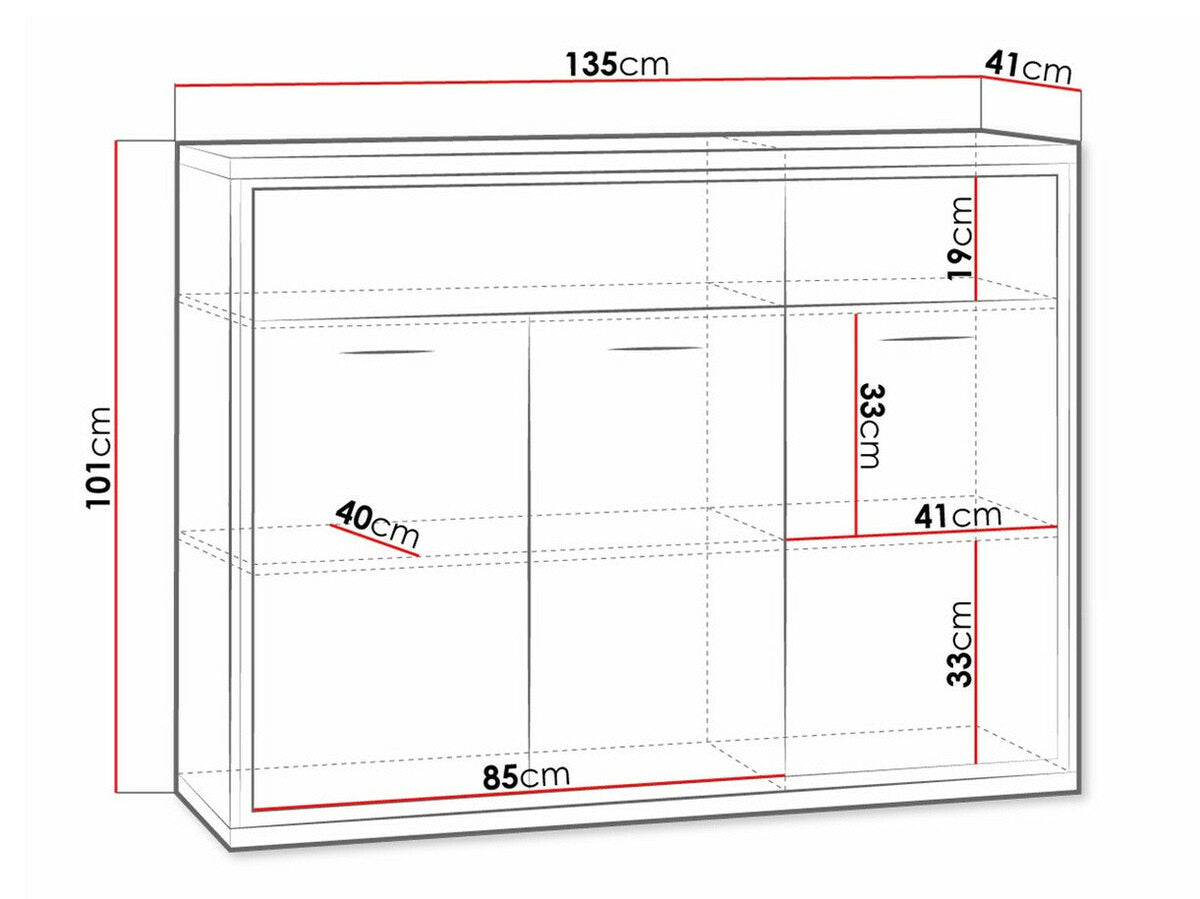 Komód MEDIOLAN 07 (Sarged SR07), Szín: Fényes fa, Led világítás: Igen, Lábak: Nem